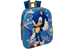 CARTOON 3D dagis ryggsäck för barn 31 cm med sidoficka för barn, Sonic, 31 cm, Avslappnad