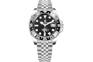 PAGRNE DESIGN Pagani Design GMT Montre Automatique Homme 40 mm Verre Saphir Acier Inoxydable 100 Résistance à l'eau Montre Analogique Montre Mécanique Homme Cadeau Montre pour Homme