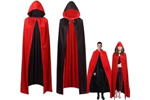 AIXIMA Vampir Umhang Erwachsene Dracula Kostüm Vampirumhang Damen und Herren Vampir Kostüm Umhang - rot & schwarz - Kaputzenumhang für Kinder & Erwachsene