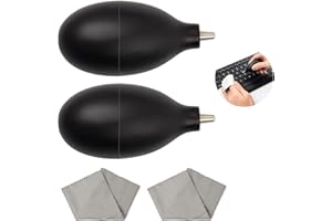 CHSEROK Blasebalg Druckluftreiniger, KINHARD 2 Stück Schwarz Dust Blower Ball, Blasebalg Dust Blower mit Reinigungstuch, Kann für Kameras, Computerzubehör, Tastaturen Verwendet Werden