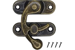 JAVOUKA 6 Pcs 42mm x 37mm Antique Vintage Lock Clasp with Screws - Left Latch Hook Hasp Swing Arm Latch Plated Bronze
