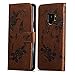 Produktbild HUDDU Compatible for Braun Schutzhülle Samsung Galaxy S9 Hülle Blumen Schmetterling Embossed Flip Handyhülle SlLeder Tasche Wallet Case Cover Ledertasche Kartenfach Stand Klapphülle Mädchen