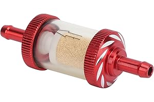 QIILU Filtro de Gasolina de Combustible de Motocicleta ABS de 6 Mm, Resistente Al Calor, Filtro de Núcleo de Cobre, Fácil Instalación, Duradero (Rojo)