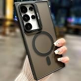 Coverzone Samsung Galaxy S24 Plus ile uyumlu Kamera Lens Aparatlı Stand Olabilen Magsafe ile uyumlu Kamera Korumalı Şeffaf Fu