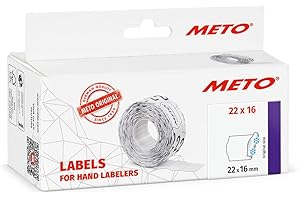 Meto Originale Etichette prezzatrice (22x16 mm, bianco, 2 linee, 6000 pezzi, permanente multifunzione - congelatore, Contact, Sato, ecc.)