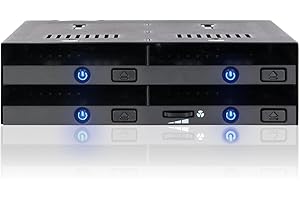 ICY DOCK flexiDOCK MB014SP-B Rack móvil sin cajón, estación de Acoplamiento Interna, Caja Rack Hot-Swap para 4 Discos Duros de 2,5" o SATA / SSD SAS en una bahía de 5,25"