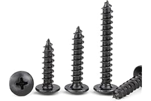 BACSHBY 20 Pcs M4x35 mm Tornillos para Madera de Cabeza Redonda, Tornillos Autorroscantes de Cabeza Seta con Ranura Cruzada, Acero de Carbono Negro Sujetador para Carpintería