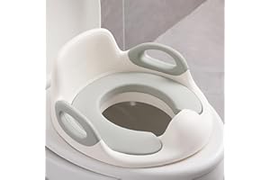 ACXIN Siège de toilette pour enfant garçon et fille - Pour poignée de coussin et dossier - Pour toilettes rondes et ovales - Blanc + gris