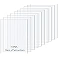 Taiyeestar 10 Pcs Clear Acrylic Sheets, 2mm Thick Clear Perspex Sheet, Transparent Plastic Sheet Acrylic Board, for Picture Frame Glass Replacement, Display Projects, Painting, DIY Craft (10 * 15cm)