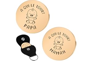 BLUCKINCLE Cadeau Futur Maman,Cadeau Futur Papa,Cadeau Naissance,Cadeau Jeune Maman,Cadeau Futur Parents,Cadeau Jeune Papa,Cadeau Bebe Naissance,Cadeau Baby Shower,Pièce De Monnaie De Décision Don Papa