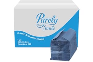 Blake & White C Fold 1 Ply Blue Paper Towels | Purely Smile Disposable Hand Towels for Dispenser - Ideal for Kitchens, Restrooms, Offices, and Commercial Use | Pack of 2400