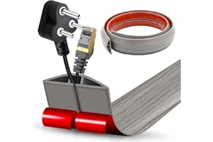 ANKEKOLYSTAR Goulotte de Câble au Sol Auto-Adhésive | Passage de Câbles Plat & Flexible | Protection Anti-Trébuchement pour Bureau & Maison (Grain de Bois Gris, 5cm x 1m)