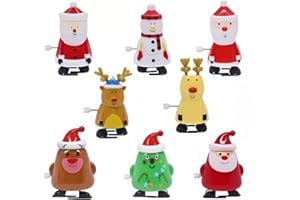 EduPlayte Lot de 8 Jouets à Remonter de Noël, Crackers Noel Rempli de l'Avent pour Enfant Babe Adulte, Petits Cadeaux de Table Noel Sacs de Fête, Jouet Figurines Mecanique Cadeau