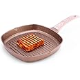 Wonderchef Duralife Die-cast Grill Pan | 5 Layer Healthy Duramax Non-Stick Coating | Soft Touch Handle | Pure Grade Aluminium | PFOA Free | 1.5 liters, 24 cm | 2 Year Warranty Copper
