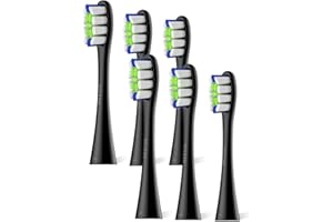 Oclean Wymienne głowice szczoteczki do zębów, 6 sztuk, czarne, kompatybilne ze wszystkimi elektrycznymi szczoteczkami do zębów Oclean (kontrola płytki nazębnej)