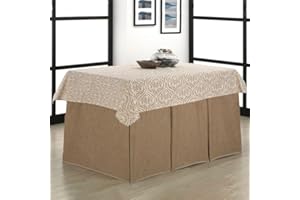 Rufino Díaz Falda Camilla Rectangular Bali Jacquard + Tapete (Beige - 70x110cm) - Tejido Resistente y Agradable al Tacto Decorar y Proteger tu Mesa