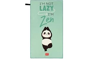 Legami - Asciugamano da palestra in microfibra, con tasca zippata, con elastico, compatto, ad asciugatura rapida, assorbente, leggero, per sport, 45x80 cm, tema Panda, taglia unica