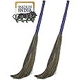 DE ® Soft Grass Broom Stick Plastic Handle for All Floor Home Cleaning | King | Eco-Friendly (Phool Jhadu, Mop) Set of 2