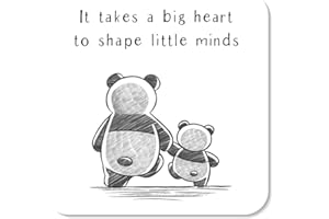 It Takes A Big Heart to Shape Little Minds Panda Teacher Coaster by Rors and Wren | Thoughtful Gifts Thank You Nursery Presents Miss 9cm
