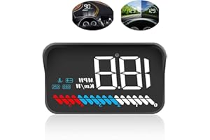 BNTTEAM Interface Universelle OBD II/GPS d'affichage de tête de Voiture Universelle de Voiture, Vitesse de véhicule MPH KM/h, régime Moteur, Avertissement de Vitesse Excessive (4.2'')