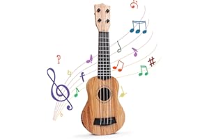 OUCONGK Guitarra Infantil, 38cm Guitarra Juguete, Mini Guitarra Niño, Ukelele Soprano, Instrumento De Ukelele, Juguete Musical De Guitarra, para Niños, Pequeños, Principiantes, Niños Niñas(15 Inch)
