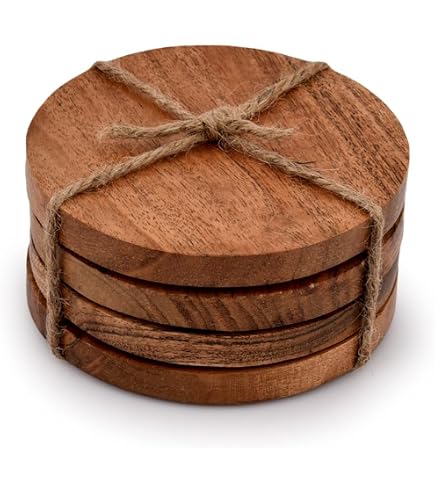 Set Di 4 Taglieri/Tovagliette In Legno Di Acacia – 25x25 Cm – Ideali Per Servire E Decorare La Tavola