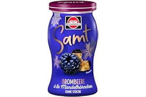 ‎SCHWARTAU Schwartau Samt Winter-Edition Brombeere à la Mandelhörnchen | Fruchtaufstrich ohne Stücke & Kerne | Cremig-feiner Genuss für ein festliches Frühstück & winterliche Backideen | 270 g Glas