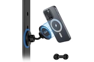 Kiorafoto Support de téléphone magnétique pour MagSafe, Double Support de téléphone magnétique pour Salle de Sport, Aimant avec Double Angle de Verrouillage à rotule, Compatible avec iPhone 15 14 13