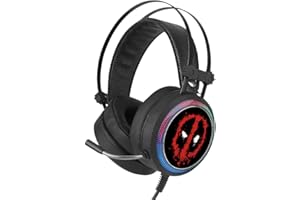 ERT GROUP Cuffie da gioco microfono, cuffie LED con archetto regolabile Modello originale Marvel e licenza ufficiale Deadpool 001