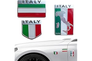VQEOEOT Adesivo per Auto con Bandiera Italia, 3pcs, Decalcomanie grafiche per Auto a Motore, per Moto Finestrìno Scooter Bici Motociclo Tuning, Adesivo per auto in lega di alluminio spazzolato, Multicolore