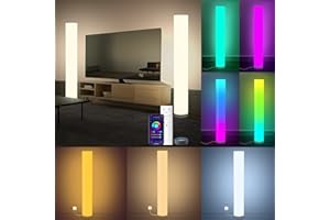 Fortand 2 Pièces RGBW Lampadaire sur Pied Salon LED Compatible avec Alexa, Google Home, WiFi APP et Télécommande D'angle Lampe colonne Couleurs Réglable pour Chambre