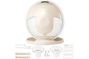 KISSBOBO Sacaleches electricos doble,19 niveles 4 modos,320mmHg fuerte potencia de succión sacaleches manos libres,indoloro saca leche materna electrico(Beige 1 Piezas)