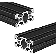 Coavoo 2040 Aluminium Extrusion 59.06 inch / 1500mm Length T Slot Black 2 Pack, Extruded Aluminium 20mm x 40mm 20 Series T Type Profiles Anodized European Standard Linear Rail Frame 2Pcs