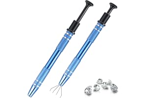DSLSQD 2 piezas de herramienta de agarre de bolas de piercing, herramienta de recogida de joyería de acero inoxidable con 4 puntas de perlas, pinzas para objetos pequeños, chips IC, componentes