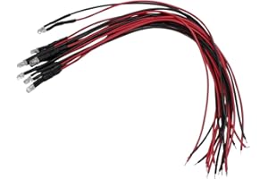 Lumonic 10x LEDs Superbright con resistencia para aplicaciones de 5V - LED de alta potencia con cable de conexión para soldar para el bricolador en color Amarillo - Diámetro: 3mm