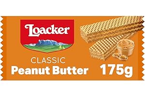Loacker Classic Peanut Butter, Fragranti Cialde di Wafer con Deliziosa Crema al Burro d'Arachidi, Merenda e Snack, Confezione da 175g