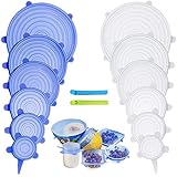 PHYLES 12pcs Stretchy Food Lids, Reusable Silicone Stretch Lids for Food/Bowls/Containers/Jars, Alternative to Cling Film, No