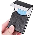 ECVV Business Card Holder Case, PU Leather Name Card Holder with Magnetic Clasp Business Card Organizer Business Card Wallet for Men or Women, Black