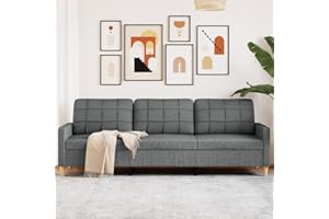 Willood 3-Sitzer-Sofa Couch für Wohnzimmer, Polstersofa mit Metallgestell, Loungesofa Zweisitzer Wohnzimmersofa Wohnzimmermöbel Dunkelgrau 210 cm Stoff