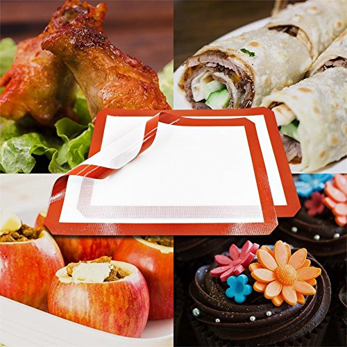 Ecarton Silikon Backmatte Dauerbackfolie Backunterlage Antihaftbeschichtet, BPA frei, 1 Stück, 20 x 20 cm - 2