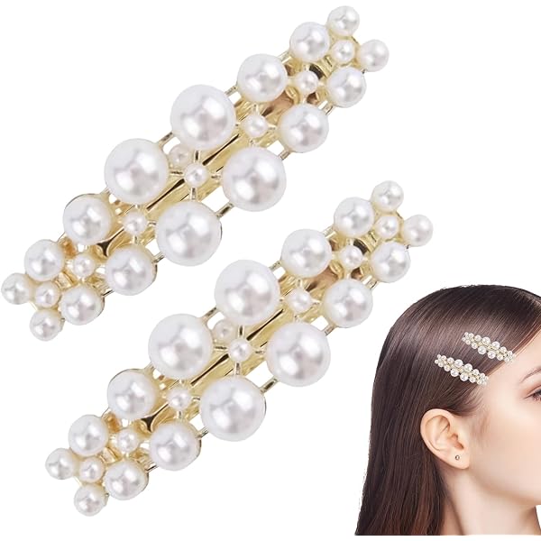 WHAVEL Perlen-Haarspangen Für Frauen – 2 Stück, Mit Strass, Für Hochzeit & Alltag