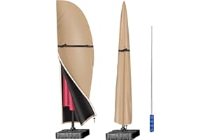 YoungBee Garden Parasol Covers,Outside/Patio Umbrella Cover Waterproof,Anti-UV,Upgraded Tear-Resistant 420D Oxford Large Cantilever Parasol Cover Khaki, (265) 50x70x40cm