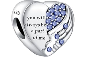 Rimgoris 925 Sterling Silver Charm for Women's Bracelets and Necklaces - Angel Wing, Love Bead, Pink Promise Heart, Flower, Miss You, Wife, Key - Girls' Gifts