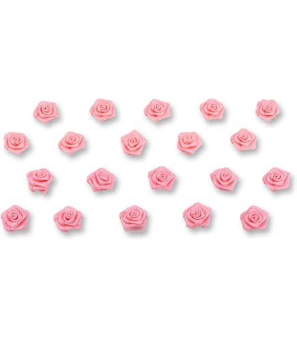 GORGECRAFT 200 Mini Rose In Tessuto Nastrino - 10 Colori, Con Foglie Verdi, 27-29 Mm, Per Cucito, Matrimonio E Fai Da Te