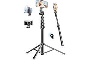 JOILCAN Statyw na telefon komórkowy 177,8 cm ze zdalnym migawką, aparat i smartfon z uniwersalnym uchwytem na głowicę statywu, kompatybilny z iPhone 13 Pro Max / 13/12, wszystkie