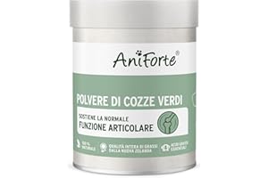 AniForte Polvere di cozze dalle labbra verdi per Cani e Gatti 100g - Polvere naturale di cozze dalle labbra verdi in qualità di grasso completo, glicosaminoglicani, supporta le funzioni articolari