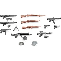 BrickArms WW2 Waffenset – 22 Teile, Kompatibel Mit Klemmbaustein-Figuren, Mit Waffen & Helmen Aus USA, GB, DE, RU, IT