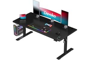 Devoko Biurko z regulacją wysokości z gniazdem USB Elektryczne Biurko stojące Regulowane biurko komputerowe Biurko stojące Biurko biurowe Regulowane biurko, 160 x 70 cm, Czarne