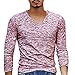 Produktbild Herren Hemd T-Shirt V Neck Langarm Top Slim Bluse Outwear Von Xinan (XXXL, Rot)