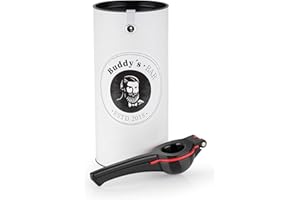 ‎BUDDY´S BAR Buddy´s Bar - Limetten- und Zitronenpresse, hochwertige Presse aus Aluminium, lebensmittelecht und spülmaschinenfest, 21 cm lang für optimale Druckkraft, Schwarz/Rot